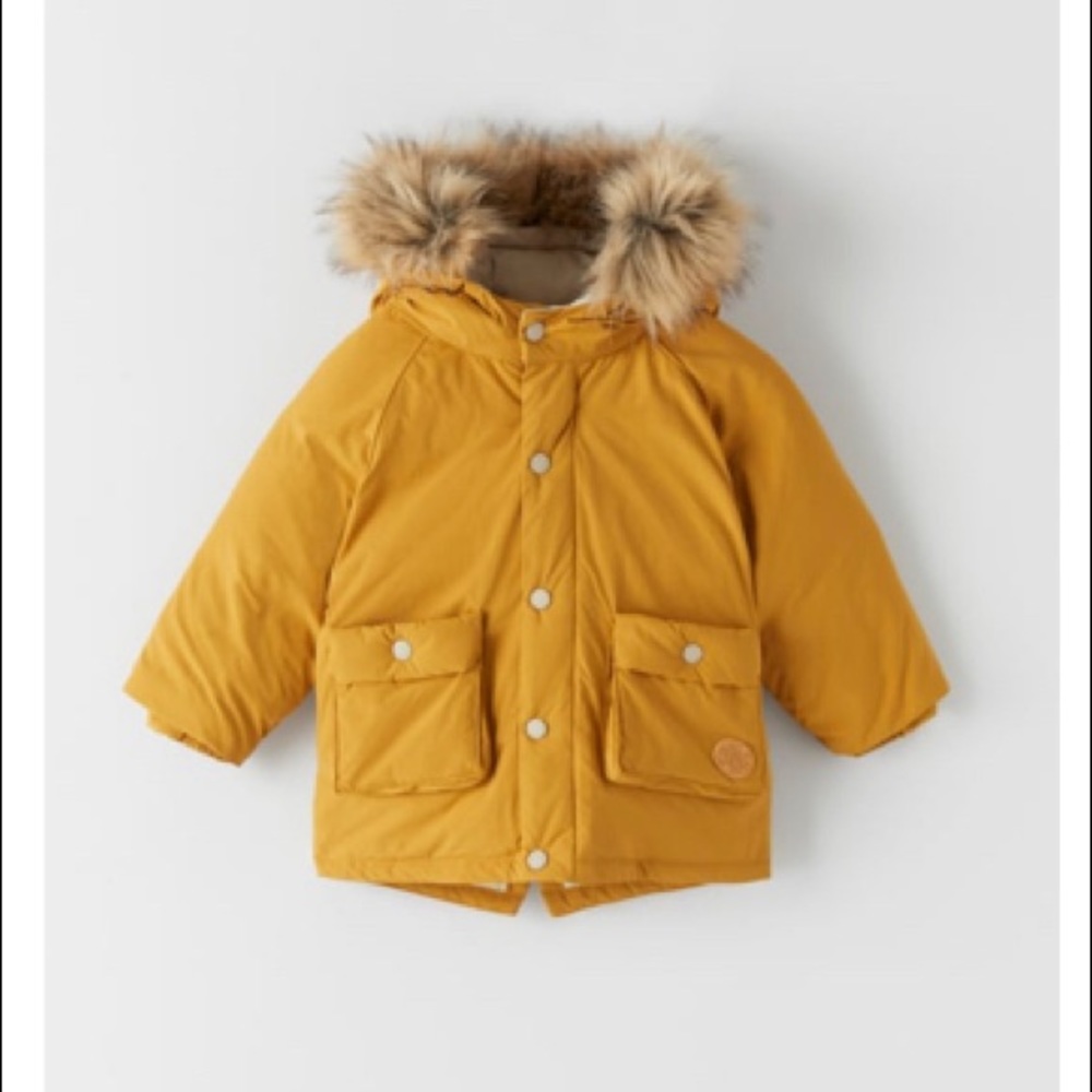 Zara baby- Faux Fur Trim Parka. Size 9-12 mos